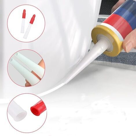 Lot de 30 embouts de calfeutrage en silicone de rechange pour mastic - Buses blanches et capuchons rouges en plastique Lot de 30 embouts de calfeutrage en silicone de rechange pour mastic - Buses blanches et capuchons rouges en plastique