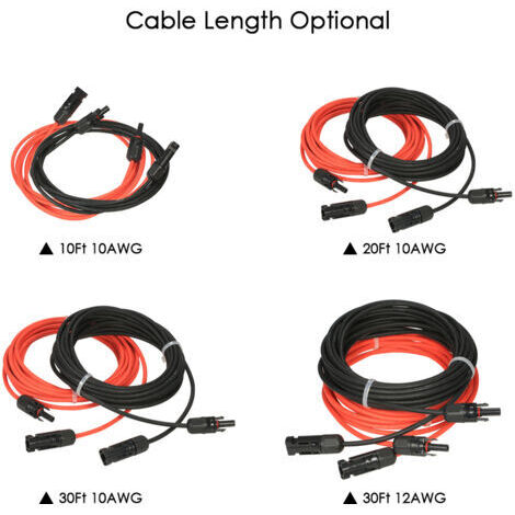 TRAMILY Câble Extension Panneau Solaire 4 Vers 1 - Connecteurs Mâle/Femelle Y Parallèle IP67 - 1 Paire