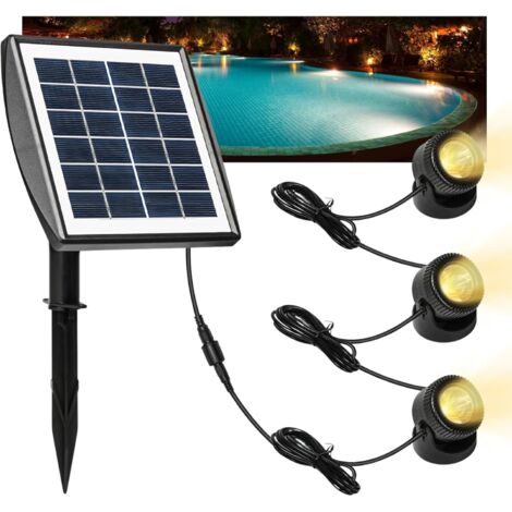 Jadeshay Lampes Solaires De Bassin 6V/2W - Projecteur Piscine Étanche IP68 Avec 3 Lampes LED