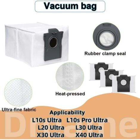 Kit d'accessoires pour dreame X40 Ultra Complete / L40 Ultra, 4 serpillères, 6 sacs à poussière