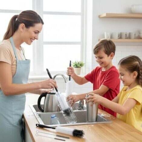 Kit De Nettoyage Pour Biberons, Goupillon De Voyage Avec Goupillons En Silicone, égouttoir Et Boîte De Rangement, Outils De Nettoyage Portables Et Pliables Pour La Maison Et Les Voyages