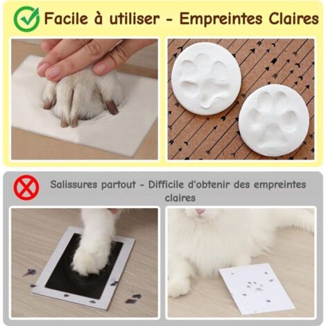 Décoration Murale Kit Empreintes Pattes Chien/chat - Cadre Photo Bois Avec Moulage Argile, Souvenir Personnalisé Moulage Patte 3D Chat