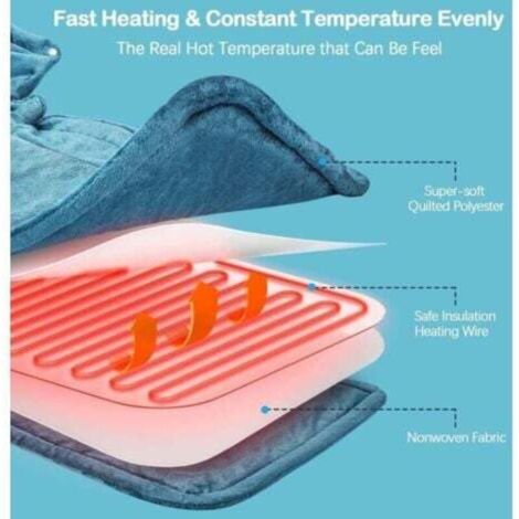 Onherm Coussin Chauffant Electrique Epaule Et Nuque 48×58cm, 9 Niveaux De Chaleur Coussin Chauffant Cervicales Et Dos, 1-4 Heures Minuterie Et Arrêt Automatique, Flanelle, Lavable En Machine