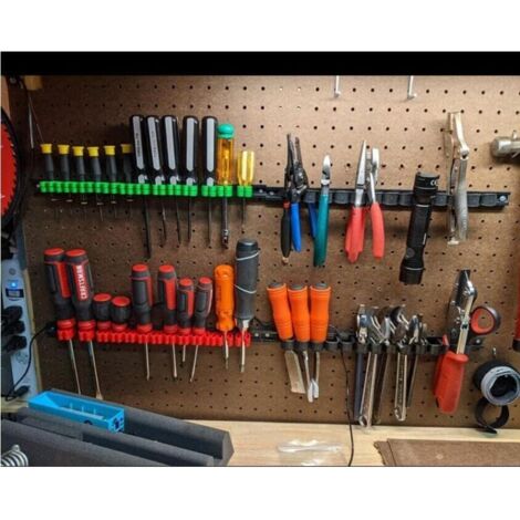 Support Mural Pour Tournevis 25 Trous - Organisateur Atelier, Garage - En Métal, Dimensions 35x9.5 Cm - Range Petits Outils - 2