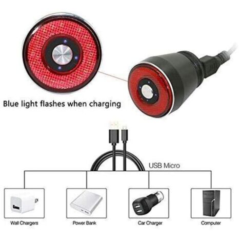 Feu Arrière Vélo LED Rechargeable – 3 Modes D’éclairage, Capteur De Frein, étanche IP64 – Sécurité Pour Cyclisme Nocturne