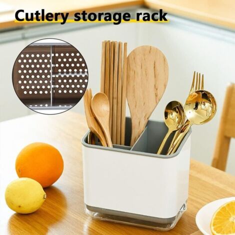 Porte-Couverts En Métal Suspendu Égouttoir Fourchette Cuillère Baguettes Panier De Rangement Rack Accessoires De Cuisine Vaisselle Outil Organisateur