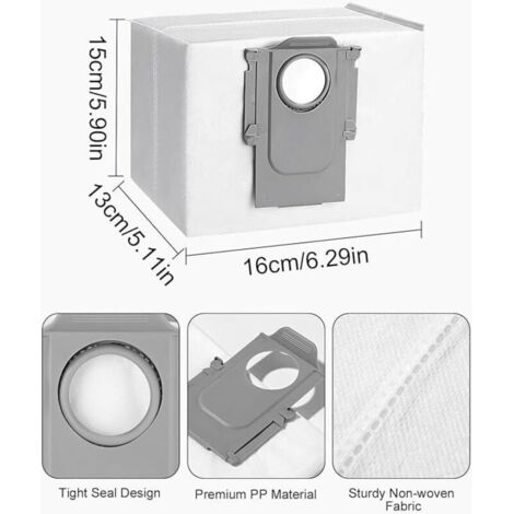 9 PCS sacs d'aspirateur compatibles avec Roborock S8+,S8 Pro Ultra,S7Pro Ultra,S7 MaxV Ultra,S7 Max Ultra,Q7+,Q7 Max+,Q5plus - Electroménager