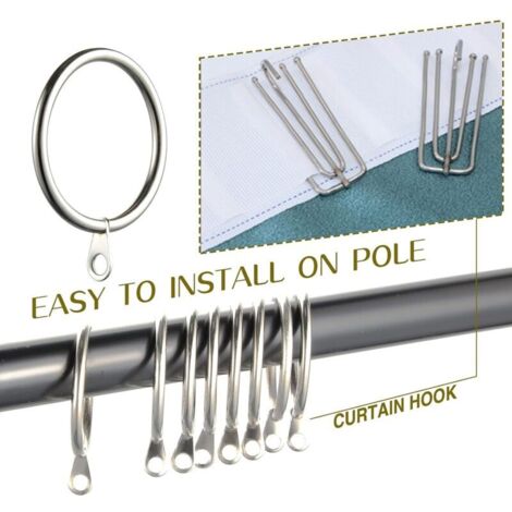 Anneau Rideau Pince Kinsinder 60pcs Anneaux De Rideau, Anneaux De Rideau En Métal Crochets Suspendus Pour Tringles à Rideaux Anneaux De Suspension De Rideau De 38mm ( Noir Pince A Rideaux