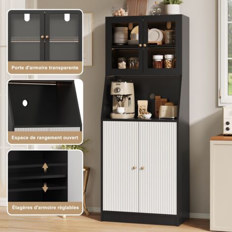 Meuble de cuisine, armoire haute 145×39×171 cm, 3 portes vitrées - 4 Meuble de cuisine, armoire haute 145×39×171 cm, 3 portes vitrées - 4