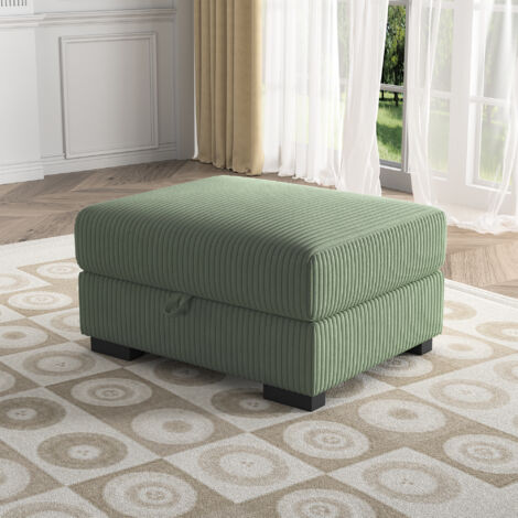 Repose-Pieds Pouf de Rangement - Design Élégant et Pratique - en Velours Côtelé Vert