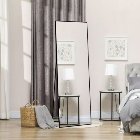 Miroir sur Pied Rectangulaire - 177x77 cm - Design Moderne et Gain d'Espace - Idéal Chambre et Salon - Noir (1/5)