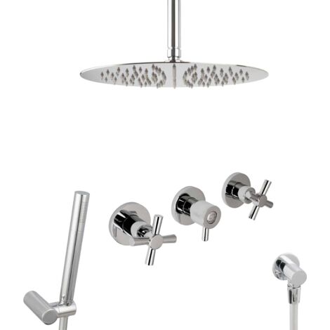 Ensemble de douche à encastrer PaulGurkes en acier inoxydable 30 cm avec douche pluie (1/5)