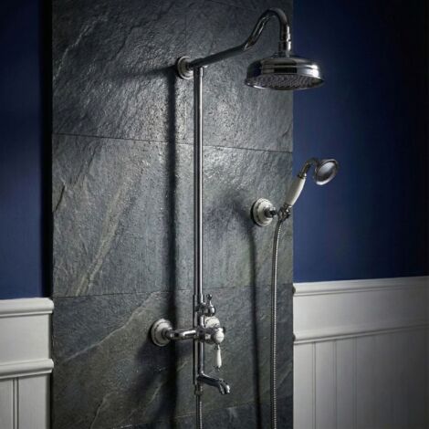 Système de douche PaulGurkes Nostalgie avec douche pluie rétro en surface 3 voies (1/5)