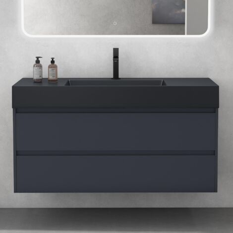 Mai & Mai Mobile Bagno Sospeso 120x48x63cm,Set di Arredo Bagno Antracite Opaco, Mobile Sottolavabo con Cassetto Soft-Close e Lavabo Antracite 120cm (1/5)