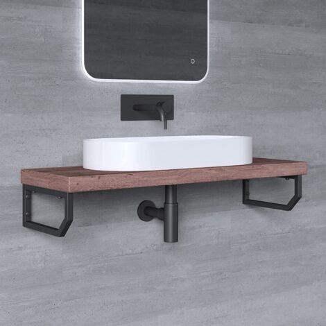 Mai & Mai Supporto da Parete per Lavandino Lavabo d'Appoggio Mensole WH03 Reggimensola Porta-Asciugamano in Acciaio Inossidabile BTH: 33x2x15cm, Nero (1/5)