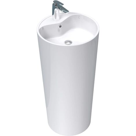 Mai & Mai Lavandino Bagno a Colonna 44.5X44.5X90cm, Lavandino su Piedistallo per Bagni da Minerale Fuso, un Foro per la Rubinetteria, Bianco Colossum35