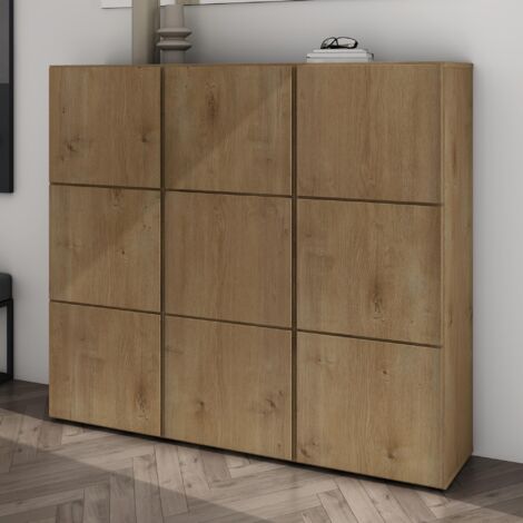Mai & Mai Scarpiera da Ingresso 135x36x120cm, Scarpiera PortaScarpe Armadio Scaffale 9 Ante + 18 Scomparti per Ingresso Soggiorno, Camera da Letto, Marrone chiaro,  Schuhschrank02