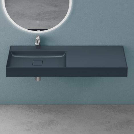 Mai & Mai Lavabo Bagno Sospeso 120×46×12cm Lavandino Bagno Lavabo da Minerale Fuso Colossum630, Antracite Opaco