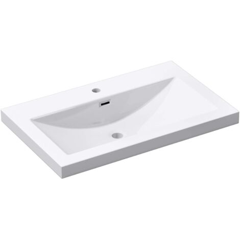 Mai & Mai Lavabo Incasso 76,5x48x13cm, Lavabo Sottopiano Lavandino Bagno da Marmo fuso Colossum01-765,Bianco