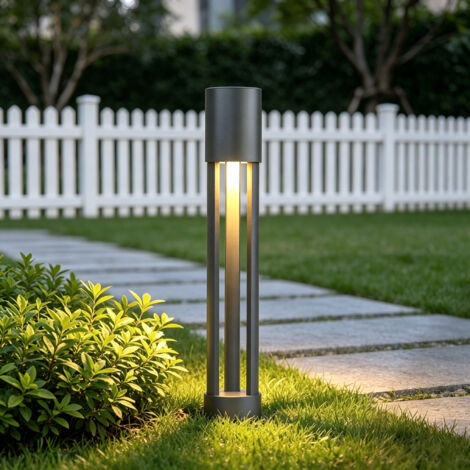 Mai & Mai Lampione da Giardino 3000K, Luminoso da Giardino IP65 Paletti Esterni Led φ12xH70cm in Alluminio per Giardini, Parchi, Aree Residenziali e Ingressi NeoForge, Sabbia grigio scuro
