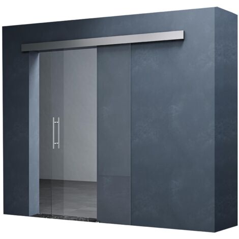 Mai & Mai Porta Scorrevole in Vetro 102.5x205cm, Porta Scorrevole in Vetro Trasparente 8mm con Binario e Maniglia Per Asta per Bagno Cucina Studio Ufficio, Amalfi TS20-1025 KMG