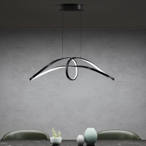 Mai & Mai Lampadario Sospensione 30W, 90 CM, Metallo Base, Lunghezza Filo 120 CM, Altezza regolabile, Lampada da Soffitto a Sospensione per Camera da Letto, Cucina e Soggiorno, Nero, Luvina11