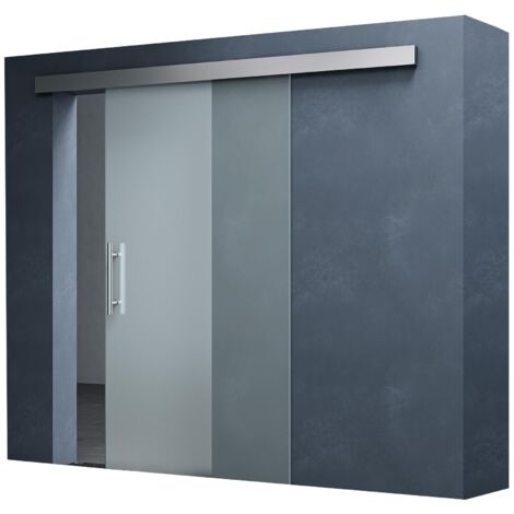 Mai & Mai Porta Scorrevole in Vetro 77.5x205cm, Porta Scorrevole in Vetro Smerigliato 8mm con Binario e Maniglia Per Asta per Bagno Cucina Studio Ufficio, Amalfi TS14-775SC VSLG