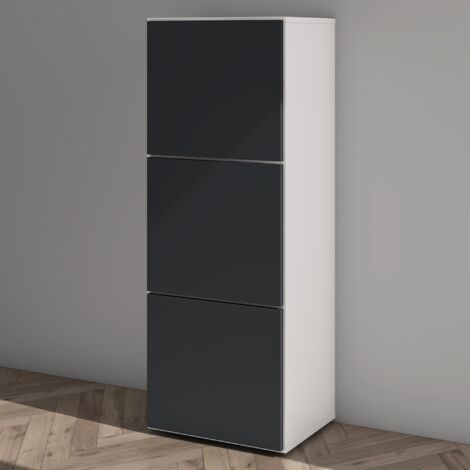 Mai & Mai Scarpiera Portascarpe 45x36x120cm, Porta Scarpe Armadio Scaffale Portascarpe 3 Ante + 6 Scomparti per Ingresso Soggiorno, Camera da Letto Schuhschrank02, Bianco opaco+Antracite opaco