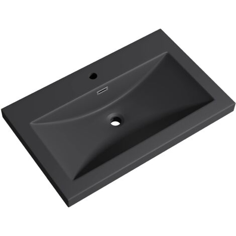 Mai & Mai Lavabo Incasso 76,5x48x13cm, Lavabo Sottopiano Lavandino Bagno da Marmo fuso Colossum01-765,Antracite opaco