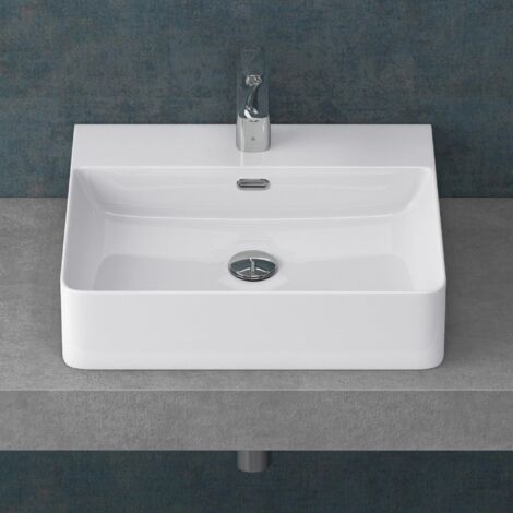 Mai & Mai Lavabo da Appoggio 50x42x12cm, Lavabo Bagno Sospeso Lavandino Bagno Meissen201-500 in Ceramica con Nano Rivestimenti inclusi