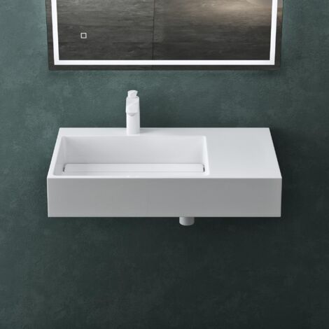 Mai & Mai Lavabo da Appoggio 75x43x14cm, Lavandino Bagno Colossum12-750 L Lavabo da Minerale Fuso Senza Troppopieno