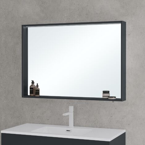 Mai & Mai Armadietto a Specchio con Luce 100x12x70cm, Specchio con Pensile per Bagno con Luce LED Antracite opaco Spiegelschrank-01 (1/5)