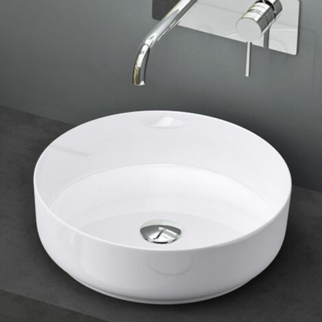 Mai & Mai Lavabo da Appoggio 31x31x11cm, Lavandino Bagno Brüssel203 in Ceramica con Nano Rivestimenti inclusi, Bianco
