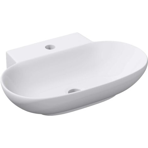 Mai & Mai Lavabo da Appoggio 56x39.5x12.5cm, Lavandino Bagno Brüssel899 Lavabo in Ceramica Bianca Nano Rivestimenti (1/5)