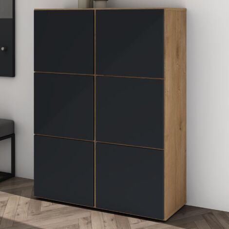 Mai & Mai Scarpiera Portascarpe 90x36x120cm, Porta Scarpe Armadio Scaffale Portascarpe 6 Ante + 12 Scomparti per Ingresso Soggiorno, Camera da Letto Schuhschrank02, Marrone chiaro+Antracite opaco