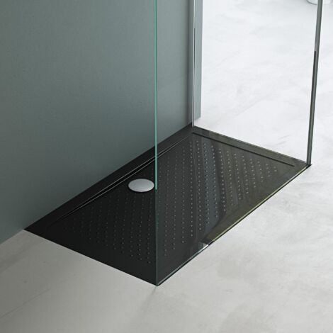 Mai & Mai Piatto Doccia 75x120x4cm Rettangolare Acrilico, Piatto Doccia Antiscivolo Nero Lucia02AR