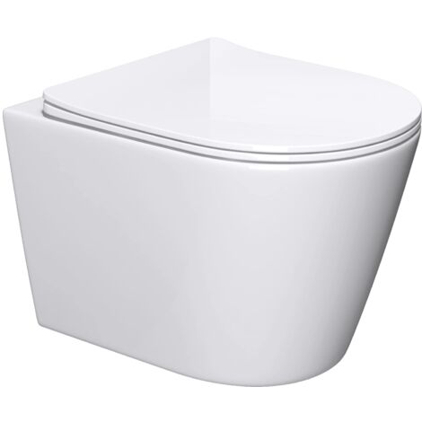 Mai & Mai Sanitari Bagno Sospeso 51,5x35,5x36,5cm, Sanitari Bagno in Ceramica Soft Close Vaso Montaggio a Parete, Aachen108-neu