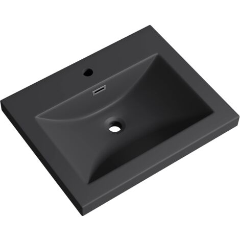 Mai & Mai Lavabo Incasso 60x48x13cm, Lavabo Sottopiano Lavandino Bagno da Marmo fuso Colossum01-600,Antracite opaco