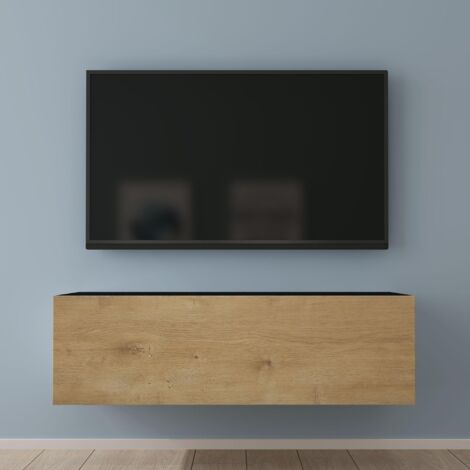 Mai & Mai Mobile TV per Televisore 100x40,2x30cm, Armadietto per TV Basso Soft-close per Soggiorno, Sala da Pranzo, Camera da Letto Fernsehschrank02, Antracite opaco+Marrone chiaro (1/5)