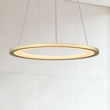 Mai & Mai Lampadario a Sospensione 20W, Lampada 3000-6000K con Filo 110 CM, Altezza Regolabile, Lampada da Soffitto a Sospensione per Camera da Letto e Soggiorno, 40cm, Oro, Luvina01 (1/5)
