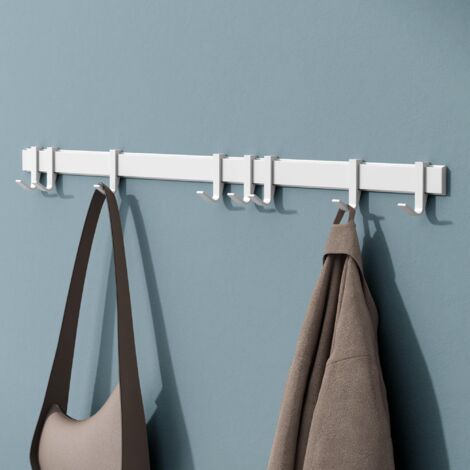 Mai & Mai Appendiabiti da Parete con 8 Ganci Scorrevoli, Attaccapanni da Muro in Alluminio Appendiabiti 80 cm per Cameretta, Ingresso, Cucina, Bianco Opaco, Stalo-12