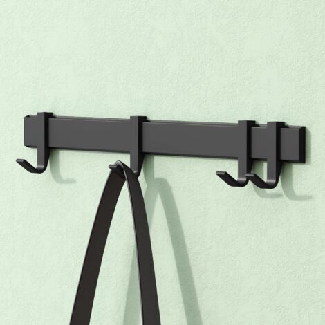 Mai & Mai Appendiabiti da Parete con 4 Ganci Scorrevoli, Attaccapanni da Muro in Alluminio Appendiabiti 40 cm per Cameretta, Ingresso, Cucina, Nero Opaco, Stalo-12