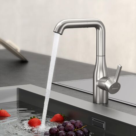 Mai & Mai Rubinetto per Cucina, 2 Modalità con Doccetta Estraibile, Rubinetto Lavello Cucina in Acciaio Inossidabile 304 con Cartuccia Ceramica, Tubi e Accesorri, Argento, Turnix-04 (1/5)