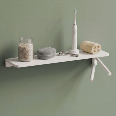Mai & Mai Mensola da Parete Multifunzionale, Mensola per Doccia in Alluminio con Portasciugamani Mensola da Appendere per Bagno o Cucina, Bianco, Reglo-19