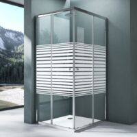 Mai & Mai Box Doccia 90x90x190cm con 4cm Piatto Doccia, Box Doccia a Soffietto Cabina Bagno in Parzialmente Smerigliato con Porte Scorrevoli Box Cabina Doccia Angolare Ravenna16MS-Plus