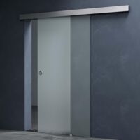 Mai & Mai Porta Scorrevole in Vetro 90x215cm, Porta Scorrevole in Vetro Satinato 8mm con Binario e Maniglia Rotonda per Bagno Cucina Studio Ufficio, Amalfi TS12H-900