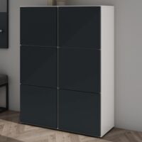 Mai & Mai Scarpiera Portascarpe 90x36x120cm, Porta Scarpe Armadio Scaffale Portascarpe 6 Ante + 12 Scomparti per Ingresso Soggiorno, Camera da Letto Schuhschrank02, Bianco opaco+Antracite opaco