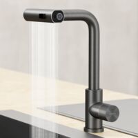Mai & Mai Rubinetto per Cucina, 3 Modalità con Doccetta Estraibile, Rubinetto Lavello Cucina in Acciaio Inossidabile 304 con Cartuccia Ceramica, Tubi e Accesorri, Design Moderno Grigio Turnix-02