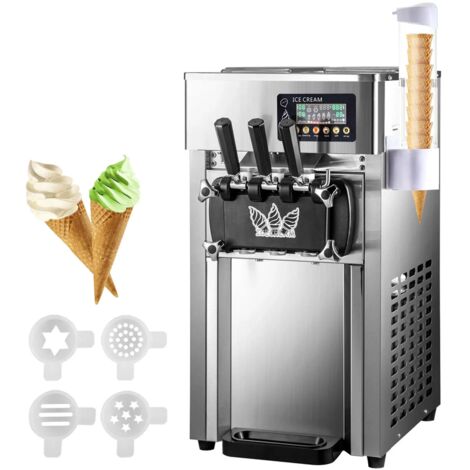 Machine à Crème Glacée Verticale Sorbetière à Glace 3 Saveurs 16-18 L/h