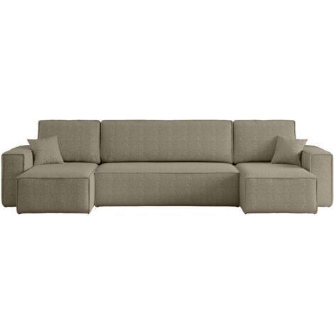 Divano angolare convertibile con funzione letto in tessuto bouclé grigio Karl U PREMIUM